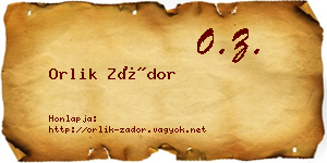 Orlik Zádor névjegykártya
